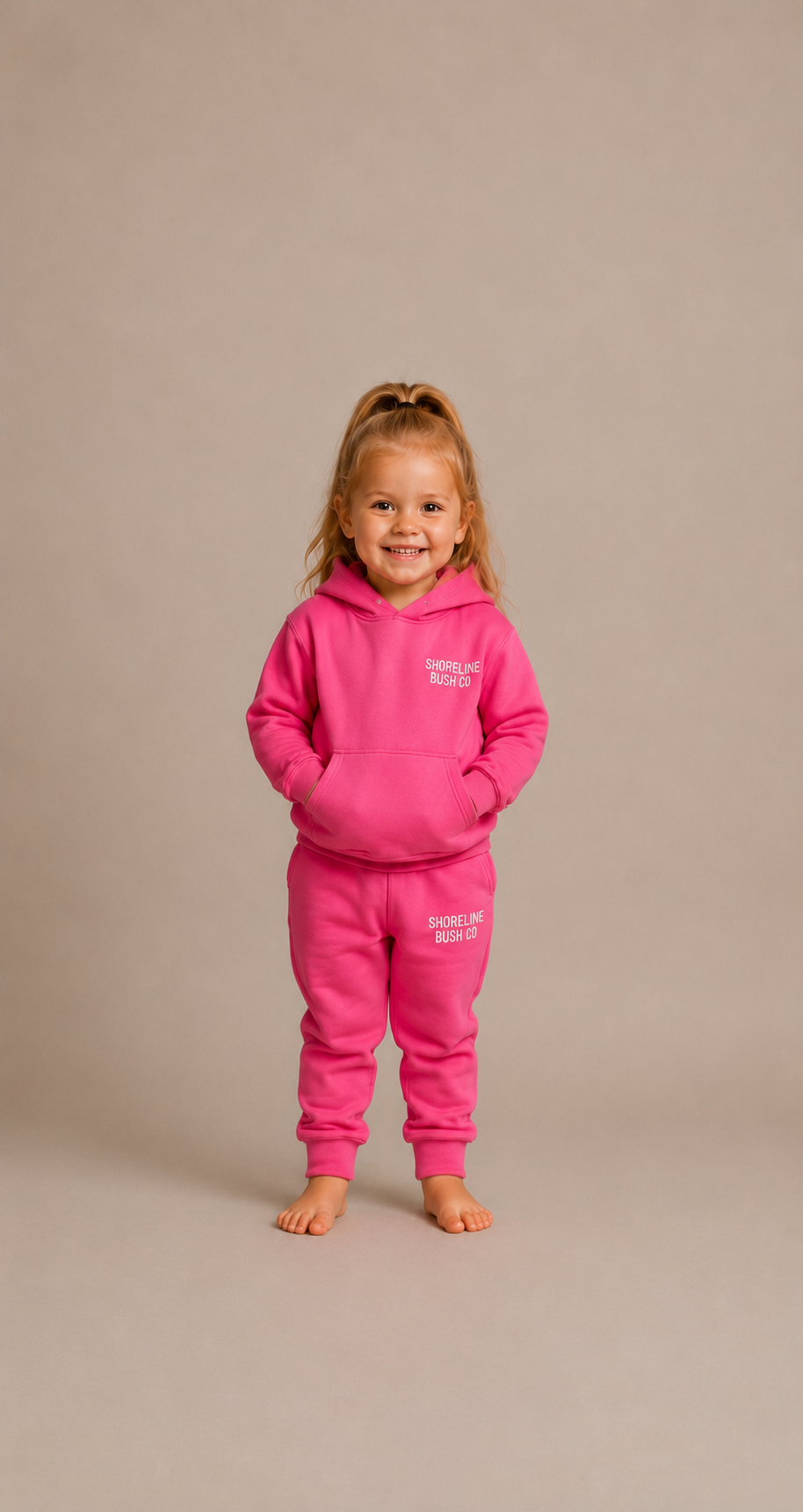 Kids Pink Hoodie Tracksuit set
