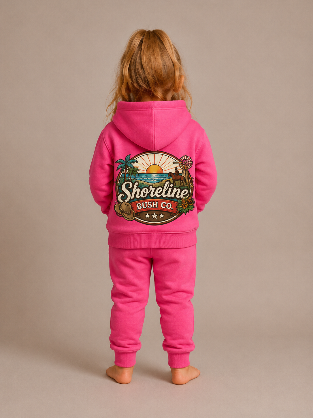 Kids Pink Hoodie Tracksuit set